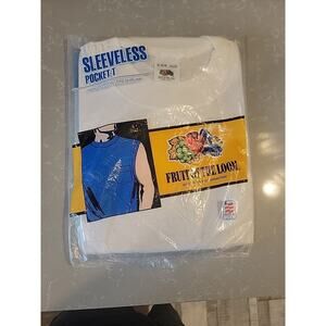 Vintage 90's Fruit of the Loom Men's XL White Sleeveless Pocket T Shirt NIP New